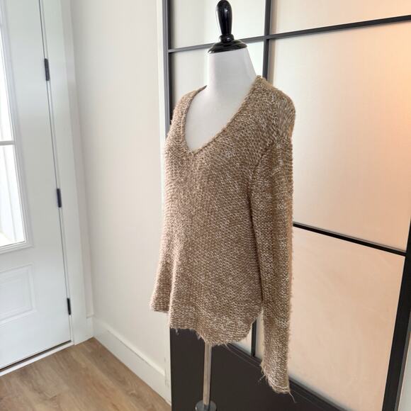 Wooden Ships Sweater Women’s XS/S Brown Pullover Knit Loose V-Neck - Picture 3 of 10